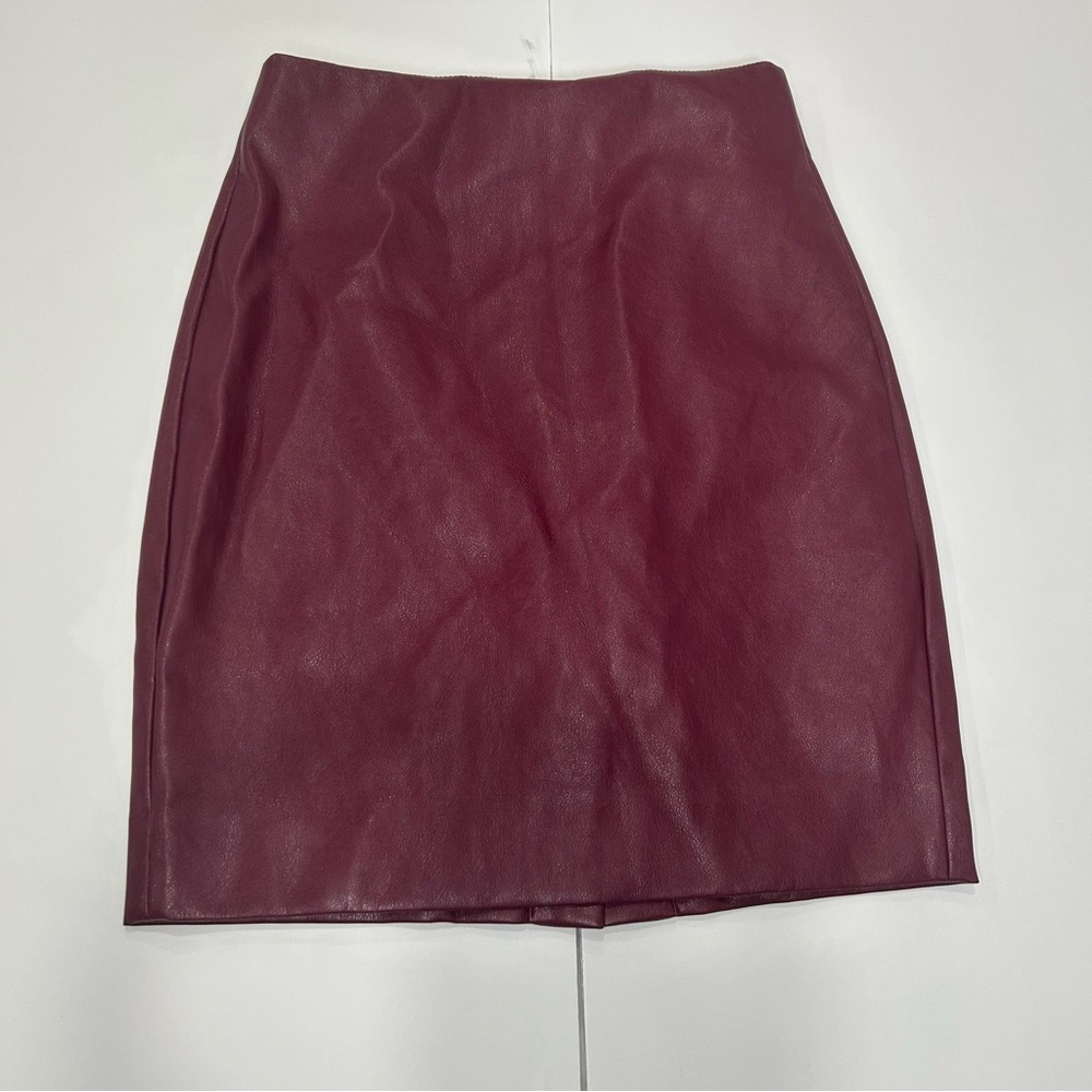 J. Crew Burgundy Faux Leather Mini Skirt Women’s Size 0P